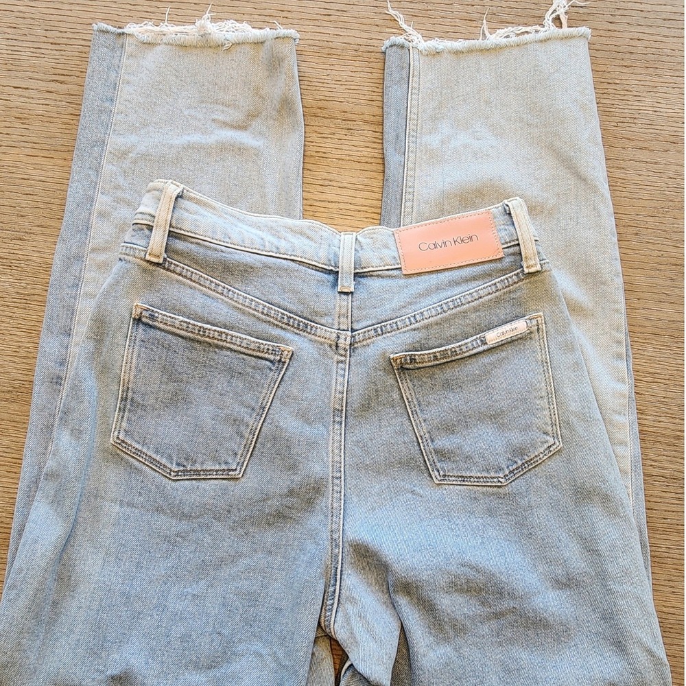 Calvin Klein High Rise Jeans. Two-tone Raw Hem Italian streetwear boho Y2K Retro